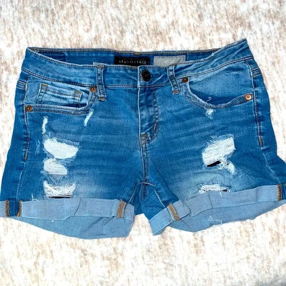 2 PAIRS of Aéropostale Ripped Jean Shorts - Picture 3 of 5